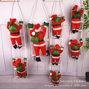Grand sapin de Noël, ornement Père Noël en tissu avec échelle/corps de grimpeur de 30 cm, Père Noël grimpeur, gnome. - Product Image 1