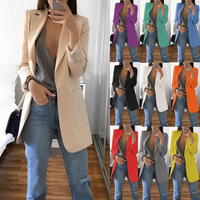 YY1088 Nouveau Design Cardigan à Col V Manches Longues Boutonné Élégant pour Femme d'Affaires Costume Formel Blazer Femme d'Entreprise