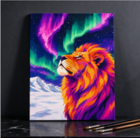 Kit de peinture par numéros Lion sur toile de coton imprimée, art animalier, peinture numérique, décoration moderne pour la maison