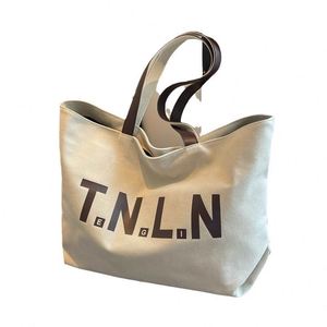 Sac fourre-tout en toile grande capacité pour femmes, sac à bandoulière minimaliste avec imprimé lettres - Product Image 5