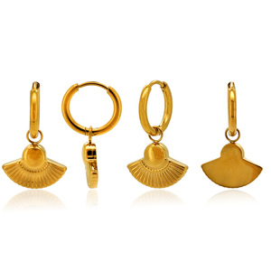 Pendientes Colgantes en Forma <span class=keywords><strong>de</strong></span> Abanico, Chapados en <span class=keywords><strong>Oro</strong></span> <span class=keywords><strong>de</strong></span> 18K, Bonitos y Modernos, <span class=keywords><strong>de</strong></span> Acero Inoxidable, para Mujer, Accesorios <span class=keywords><strong>de</strong></span> Regalo - Product Image 5