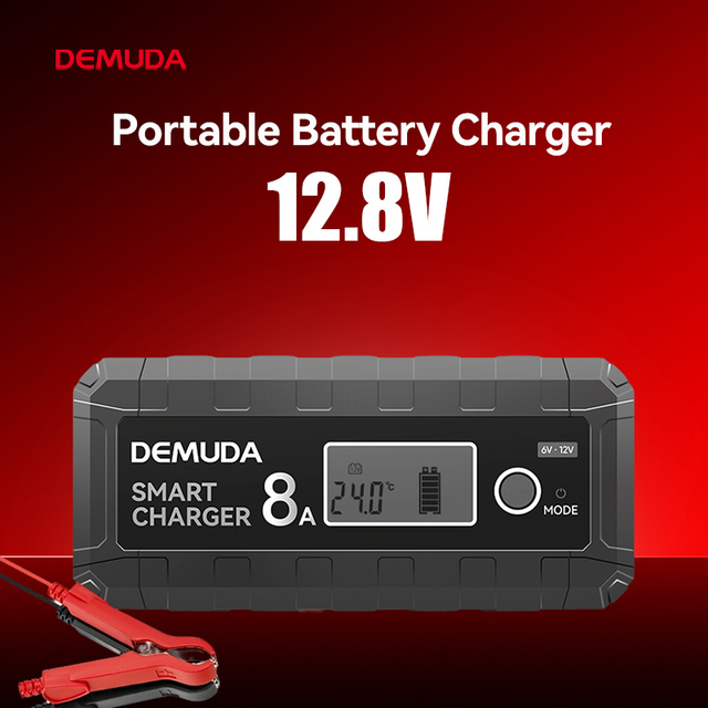 Smart Portable Battery Charger Automotive 6 12 12.8 Volt 8amp for Car AGM GEL Motorcycle Lawn Mower Battery
