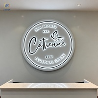 Letrero Luminoso Circular de Acrílico, Letrero Redondo Personalizado para Tienda, Logotipo 3D Retroiluminado, Letrero Redondo Retroiluminado para Salón de Belleza