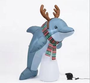Décorations de jardin extérieures festives gonflables de Noël avec dauphin, baleine, narval et père Noël, éclairées par LED - Product Image 3