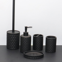 Ensemble de douche de salle de bain haut de gamme gris écologique moderne à motif nid d'abeille, six pièces, texture pierre, couleur personnalisable pour hôtel