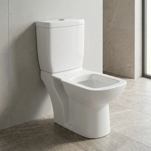 WC complet en céramique blanche, deux pièces, avec siège de toilette, à fixation murale, siphon en P, pour salle de bain - Product Image 4