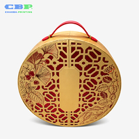 Boîte ronde magnétique dorée CBP avec motif découpé et poignée pour cadeaux de festival, vente au détail, vente en gros, commande en gros, approvisionnement en stock