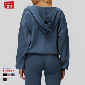 Zechuang Veste à capuche pour femme, col en V, coupe ample, respirante, manches longues, décontractée, pour sports de plein air - Product Image 3