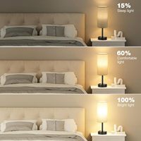 Lampe de table tactile pour chambre Lampe de chevet à gradation 3 voies Lampe USB avec abat-jour en tissu