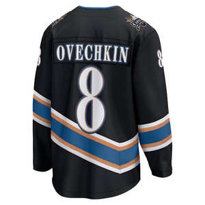 2024年定制团队冰球球衣 # 8号奥维切金 # 43 用于 # 77 卡尔森 # 17 个博维尔刺绣徽标 100% - Product Image 3