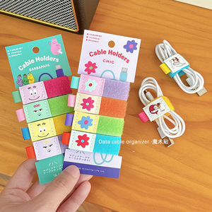 Supports de câbles élégants, ensemble de 4 couleurs, attaches Velcro réutilisables pour fil d'écouteurs, fil électrique - Product Image 2