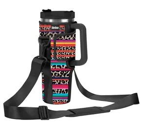 2023 Hot Selling Sublimation Water Bottle Carrier Bag Neoprene 40oz Tumbler Sleeve with Shoulder Strap