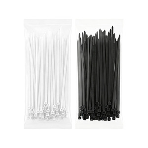 Bridas de nailon Boao 3x100mm V-2 resistentes al fuego, blancas y negras, para gestión de cables - Product Image 3