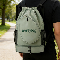 Sac à dos à cordon en tissu Oxford imperméable avec logo personnalisé, sac de transport pour raquettes de badminton, sac de sport et de fitness avec compartiment à chaussures