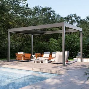 Pabellón Moderno para Exteriores con Techo Retráctil para <span class=keywords><strong>Jardín</strong></span>, Patio o Terraza, Gazebo con Estructura <span class=keywords><strong>de</strong></span> Aluminio y Techo Rígido - Product Image 1