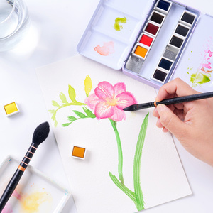 Ensemble de peinture à l'<span class=keywords><strong>aquarelle</strong></span> portable mini format Fontainebleau avec logo personnalisé, palette en métal, fournitures artistiques pour la peinture - Product Image 5