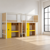 Lit superposé double moderne multifonctionnel avec armoire de rangement pour chambre d'enfant, d'adolescent ou d'appartement