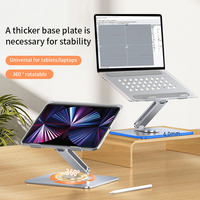 Support pour ordinateur portable en alliage d'aluminium, support rotatif réglable en hauteur, support de bureau pliable, support métallique pour tablette, ordinateur portable et téléphone