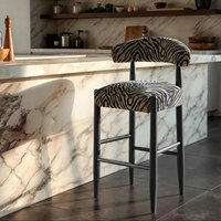 Tabourets de bar de luxe à imprimé zèbre, chaises de bar en bois massif, tabourets de comptoir, chaises hautes pour îlot de cuisine