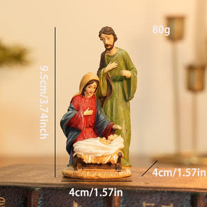 Resina Sagrada Família Santa Maria Bebê Jesus Estatuetas Religiosos Natal Natividade Cenas Ano Novo Chinês Ornamento - Product Image 4