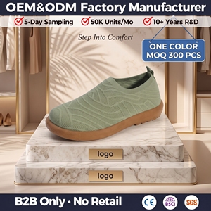 Scarpe Donna Jacquard Onde Flyknit Slip On Camminata Città Rete Traforata Traspirante Suola Gomma PVC Leggera Abaya Musulmana - Product Image 1