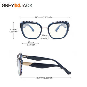 Lunettes de vue pour femmes Greyjack Butterfly Frame, monture pleine, verres Plano patchwork bicolores, anti-lumière bleue, K043OP - Product Image 5