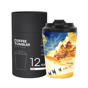 Thermos à café à couvercle rabattable anti-fuite 12 oz en acier inoxydable 304, tasse portable sous vide, cadeau personnalisable, cadeaux d'affaires, vaisselle - Product Image 6
