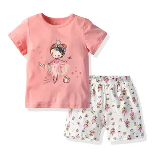 Hot Sale Wholesale New Style Children Clothes Clothing Sets Kids Cotton Tshirt Plain And Pants For Girls