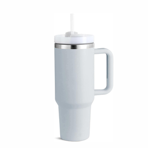 Mug de voyage isotherme sous vide en acier inoxydable à double paroi de 40 oz avec poignée, couvercle et paille, vente en gros en stock - Product Image 1