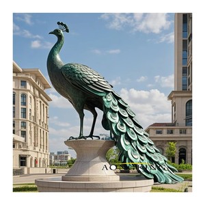 Statua di <span class=keywords><strong>Pavone</strong></span> Gigante in Bronzo, Scultura Moderna in Metallo Fuso a Mano per Decorazione Giardino - Product Image 2