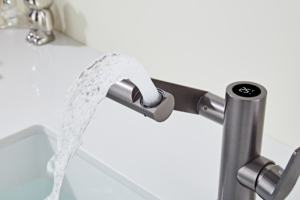 Thiết bị vệ sinh cao cấp nhiệt độ màn hình hiển thị lavabo thông minh 360 độ phòng tắm Brass sàn gắn dẫn lưu vực bồn rửa vòi tap - Product Image 5