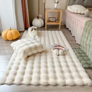 Shaoxing Fabricant Personnalisé 100% Polyester Luxe Et Super Doux Fausse Fourrure De Lapin Tapis Tapis Pour Chambre En Gros