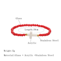 Nouveau design de bijoux religieux, bracelet extensible en acier inoxydable avec perles dorées, charme croix, bracelet à perles en verre cristal de 4 mm