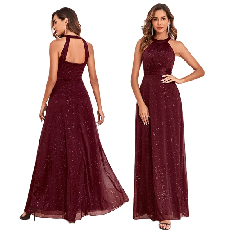 Tw00073 hợp thời trang đám cưới Phù Dâu Váy sáng bóng backless không tay dây A-line bên váy áo cho phụ nữ Evening Dresses