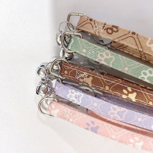 Cartoon Pet Collars With Paw Pendants Soft Polyester Cotton For Small Medium Cats <b>Dog</b> Collars Wholesale - Product Image 2
