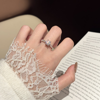Bague Solitaire Française en Argent Sterling 925 avec Moissanite 1 Carat, Bague Ouverte Ajustable