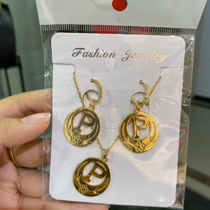 JXX 패션 주문 도매 24K 골드 도금 드롭 귀걸이 목걸이 세트 하이 퀄리티 황동 클래식 키리바시 - Product Image 3