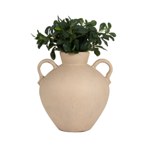 Vase rond en terre cuite, poterie, avec deux poignées, pour la décoration de salon et de maison - Product Image 2