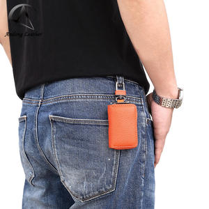 Porte-clés de voiture Andong pour homme et femme, en cuir de vache véritable, avec poche zippée - Product Image 2