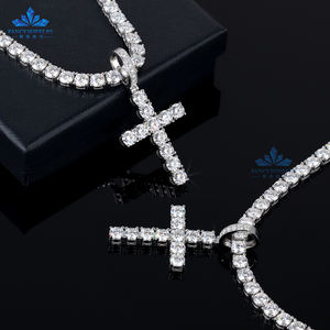 5mm VVS Moissanite diamante Cruz colgante 925 plata esterlina Jesús Cruz para collar hombres mujeres joyería fina encanto - Product Image 3