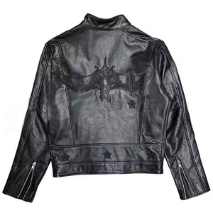 <strong>YT</strong> Custom Motorcycle Cropped Jacket Embroidery Print Zip up Streetwear Motorbike Leather Jacket Men - Product Image 6