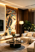Panneau en placage de bois KISSWOOD avec un design artisanal et moderne pour la décoration de la maison, du bureau, du bar à domicile, de la chambre à coucher, de la salle à manger et du salon