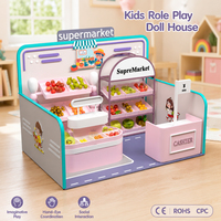 Casa de Juego de Madera Montessori para Interiores, Supermercado con Caja Registradora para Actividades de Aprendizaje Preescolar