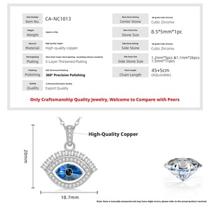 Collier Œil Turc Vintage en Zircon Coloré Taille Marquise, Plaqué Or 14 carats, Vente en Gros, Bijoux de Mode en Cuivre 2026 pour Femme - Product Image 2