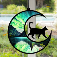 Ornement personnalisé en acrylique cristallin, attrape-soleil en forme de chat à suspendre à la fenêtre, décoration pour porte, jardin, maison, cadeaux idéaux