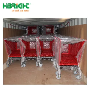 Modern Low Price Large Capacity Customizable Plastic Cart Convenience Store Supermarket Shopping Trolley With Four Wheels
