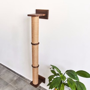 Solid Wood Wall Mounted Cat Tree 4 Levels Sisal <b>Scratching</b> <b>Post</b> Modern Design Cat Hammock Climbing Frame - Product Image 2