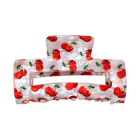 Pince à cheveux carrée ajourée en acrylique, motif pastèque fraîche, accessoire capillaire mignon et simple pour cheveux épais, pour un volume doux au quotidien