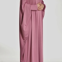 Abaya une pièce pour femmes musulmanes, robe de prière, col rond, manches chauve-souris, robe longue maxi islamique de Dubaï, robe ample respirante (6210)
