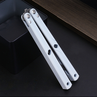 Cuchillo Plegable de Entrenamiento de Aluminio, Cuchillo Balisong Portátil para Práctica al Aire Libre, Cuchillo de Bolsillo de Seguridad Utilitario para Principiantes, Acero Inoxidable OEM